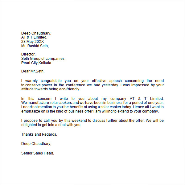business to business introduction letter