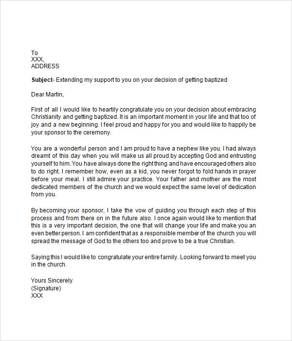 catholic confirmation letter sample