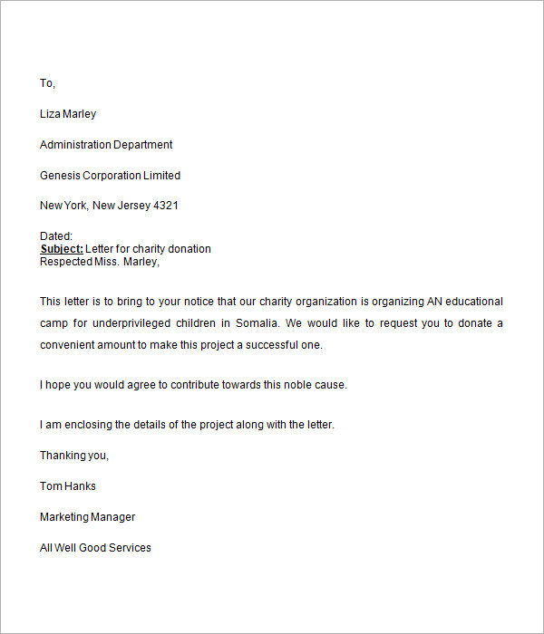 9 Sample Donation Request Letters for Free Download Sample Templates