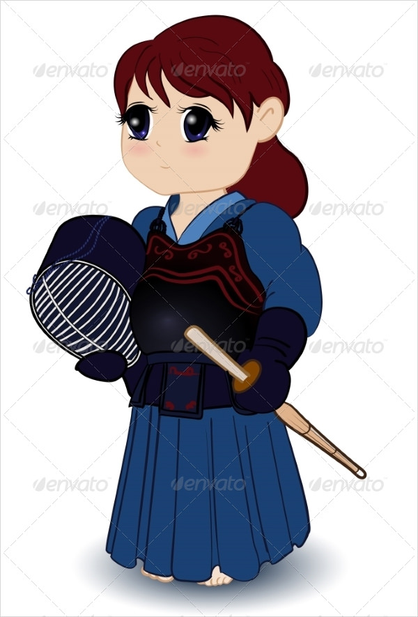 chibi female kendoka