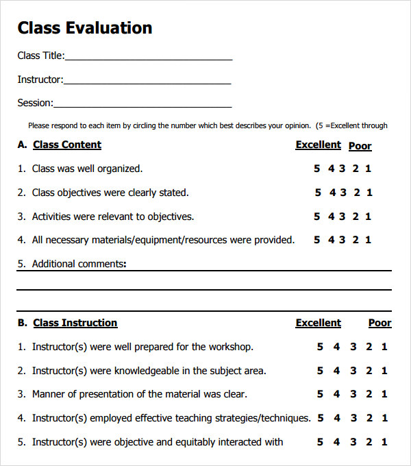 class evaluation examples