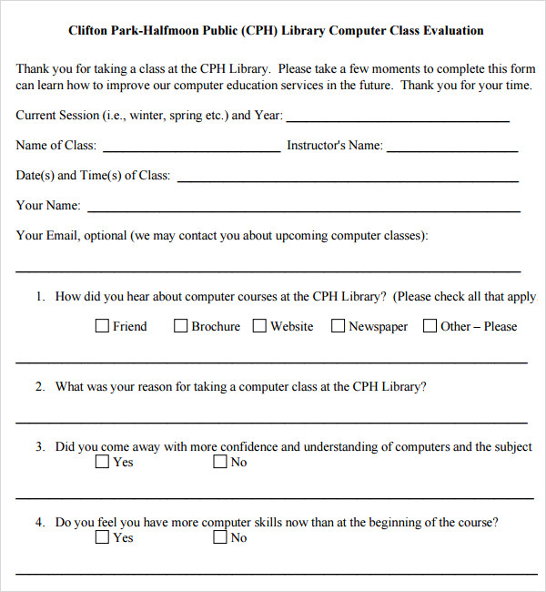 FREE 8 Sample Class Evaluation Templates In PDF