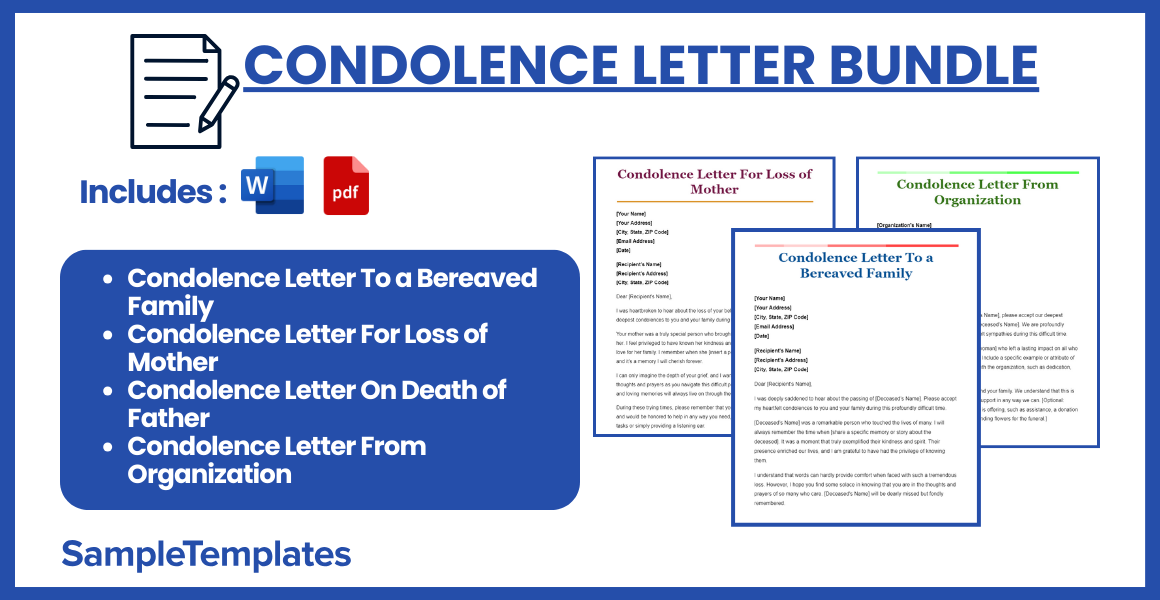 condolence letter bundle