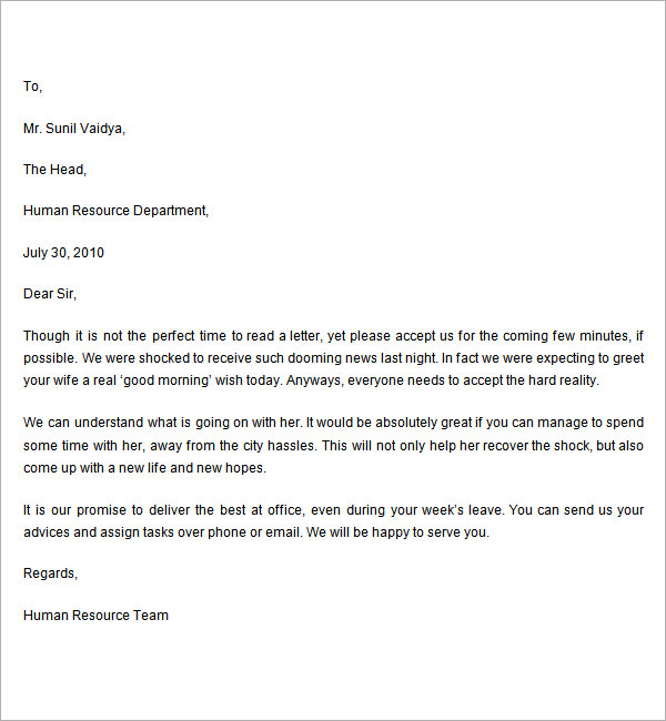 FREE 7+ Sample Useful Condolence Letter Templates in MS Word PDF