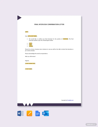confirmation letter template