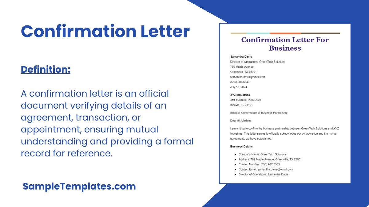 Confirmation Letter