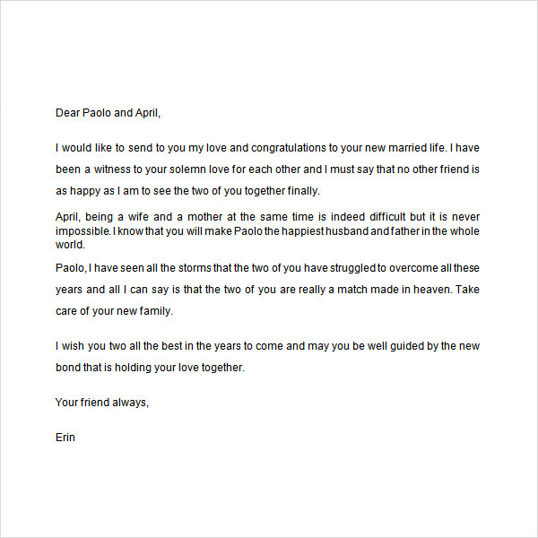 wedding letter example congratulation Free Congratulation Sample Documents 10 Download   Letter