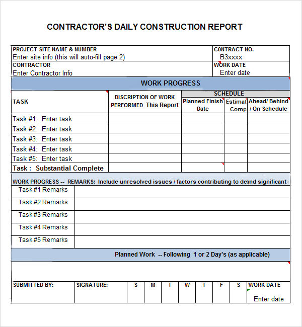 Free Construction Daily Report Template Excel Printable Templates