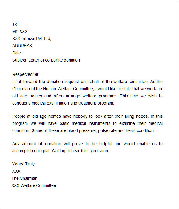 corporate donation letter
