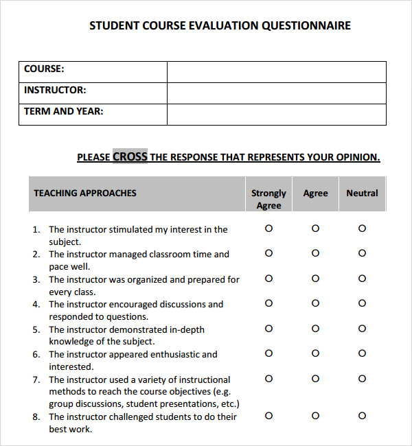 Evaluation Chart Templates