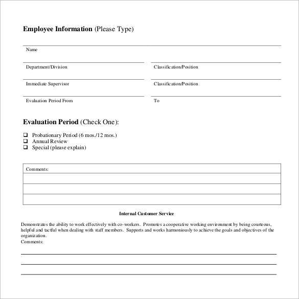 FREE 41+ Sample Employee Evaluation Forms in PDF