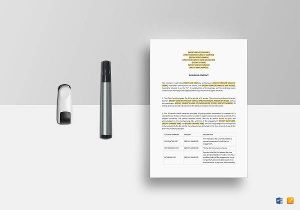 dj booking contract template to edit