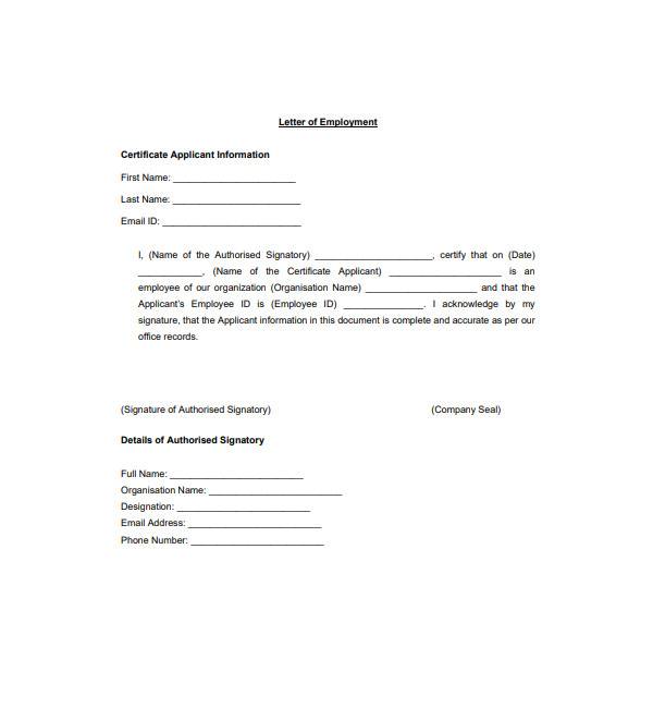 employment letter in pdf