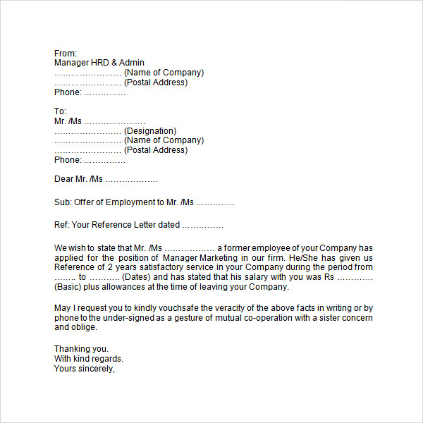 8 Sample Useful Employment Letters | Sample Templates