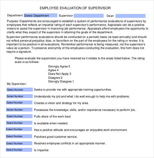 evaluation of supervisor