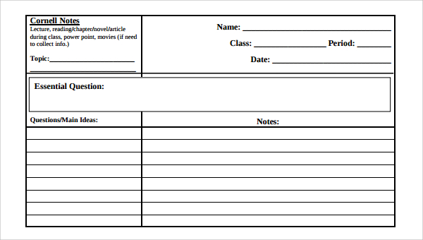 Featured Image Cornell Note Template