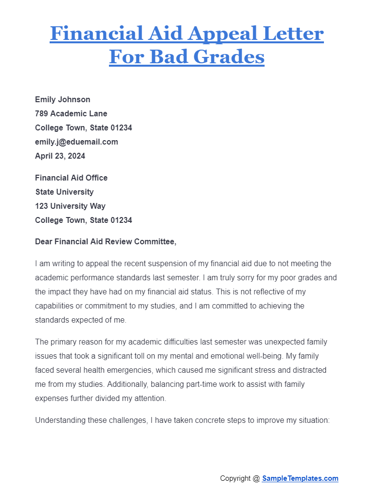 financial aid appeal letter for bad grades