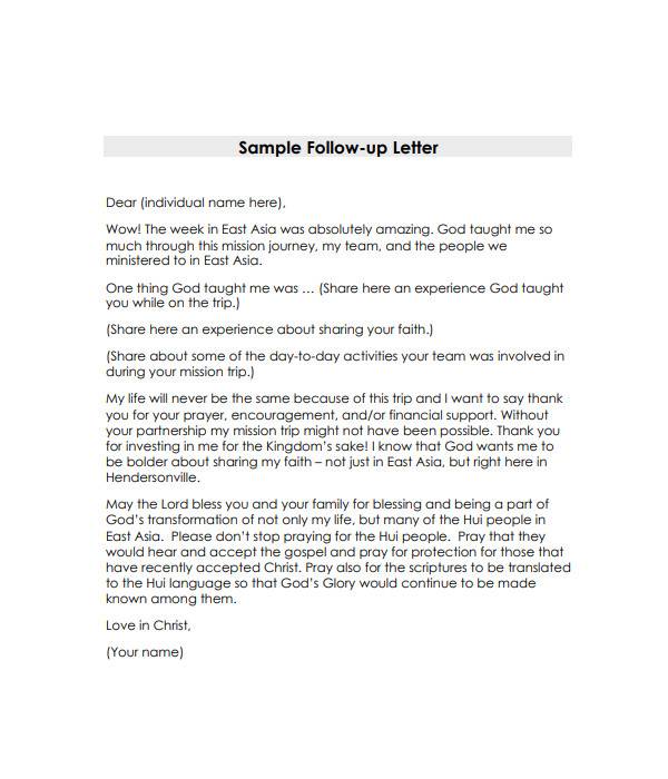 FREE 22+ Follow Up Letter Samples & Templates in Word, PDF