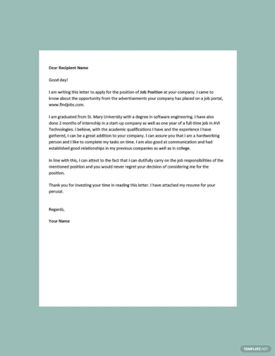 formal job application letter template