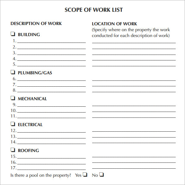 format for scope of work