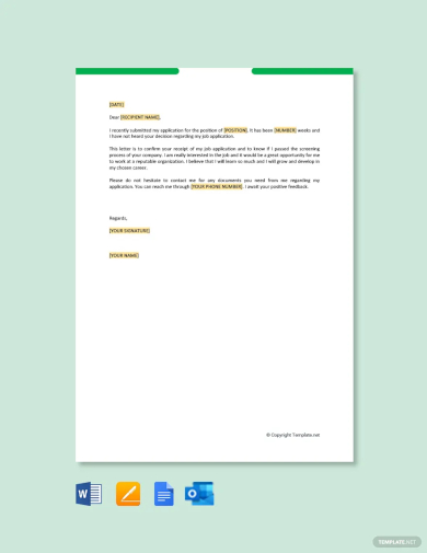 free follow up letter for job application status template