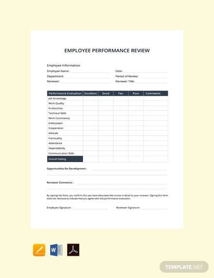 free performance evaluation template