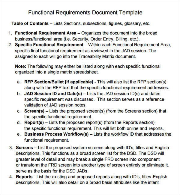 Functional Requirements Document Template