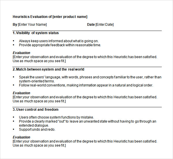 FREE 6 Sample Heuristic Evaluations In PDF MS Word