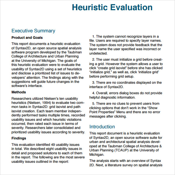 heuristic evaluation sample