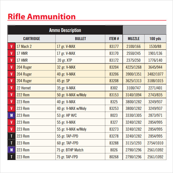 Winchester 308 Ballistics Chart