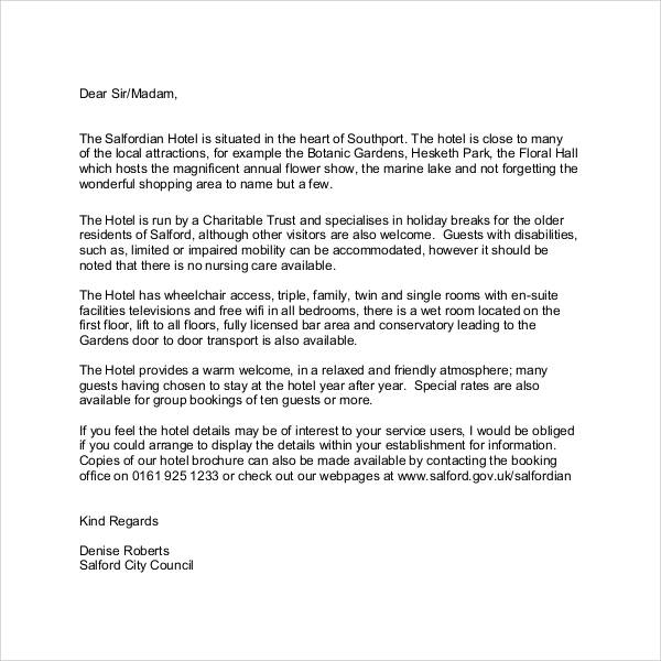 hotel introduction letter