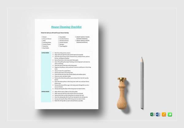 house cleaning checklist template