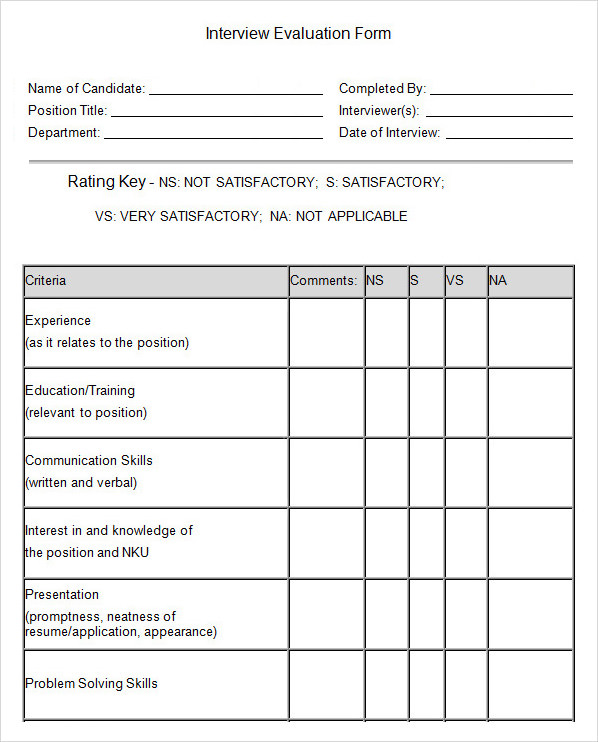 interview evaluation word format download