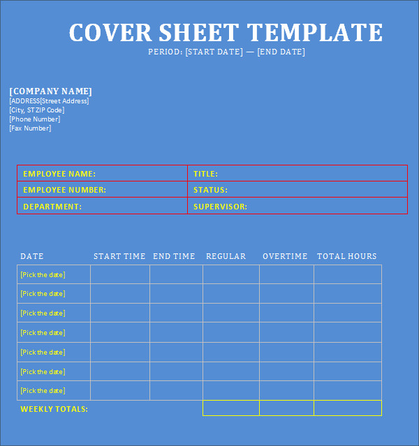 job cover sheet word format template download