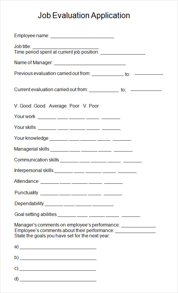 job evaluation template format download