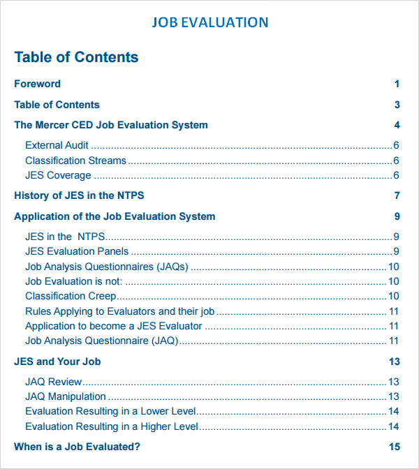 job evaluation template free download