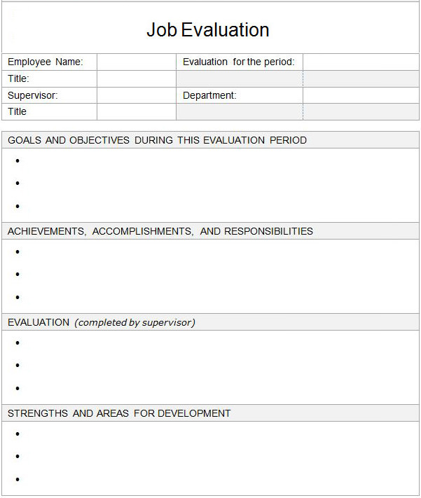 Free Employee Evaluation Form Template Word