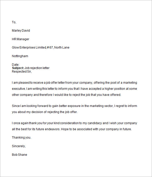 Sample employment reconsideration letter