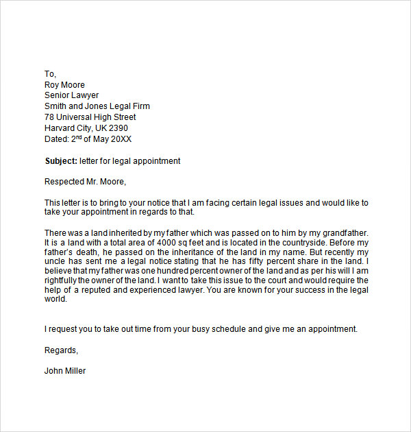 Appointment Letter Format For Legal Advisor Legal Appointment Letter