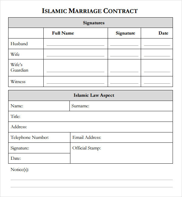 15 Sample Marriage Contract Template to Download Sample Templates