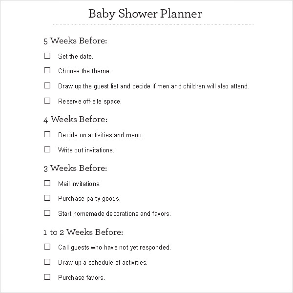 martha stewart baby shower checklist