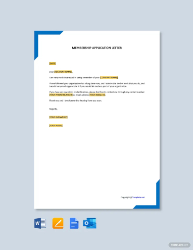 membership application letter template