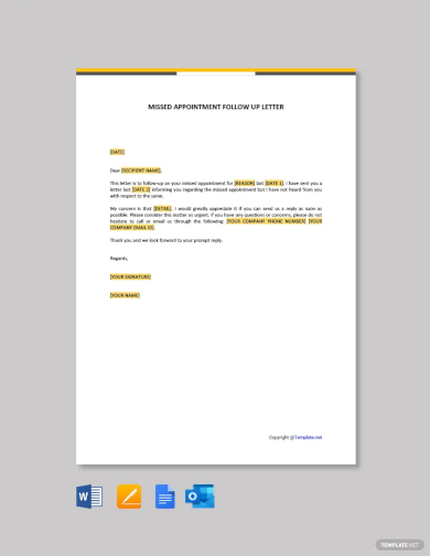 missed appointment follow up letter template