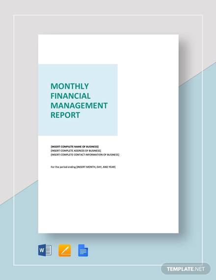 monthly financial management report 
