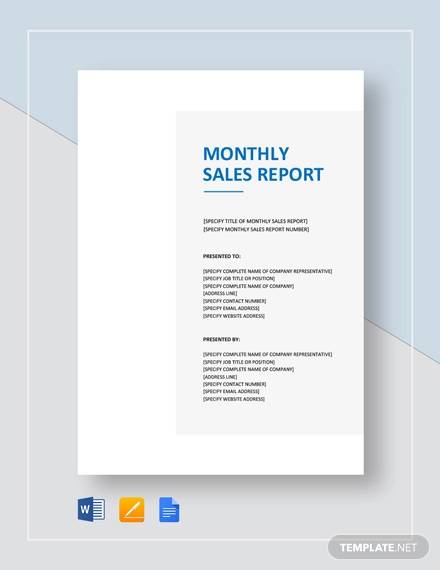 Monthly Sales Report Format In Word