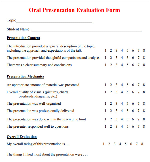 powerpoint presentation evaluation