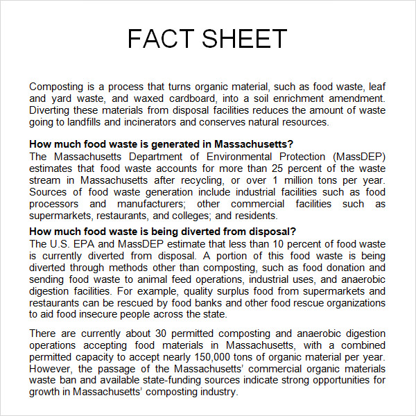 organic fact sheet word template download