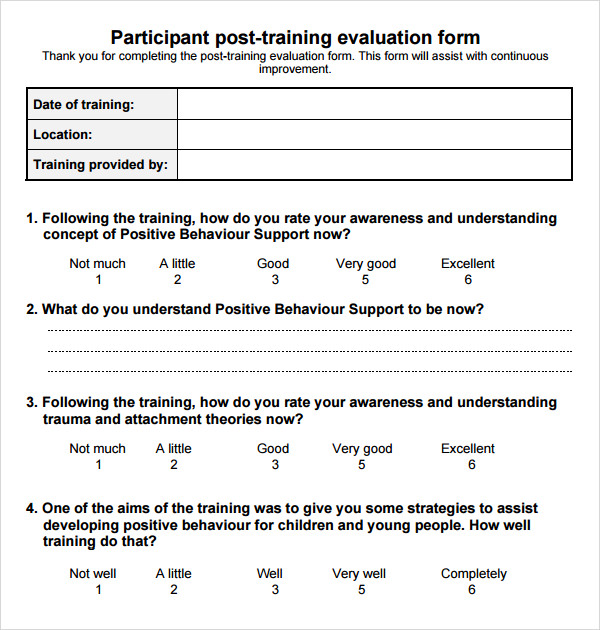 Training Evaluation Form Template Free Free Printable Templates ...