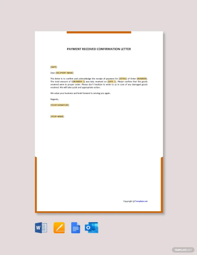 payment received confirmation letter template