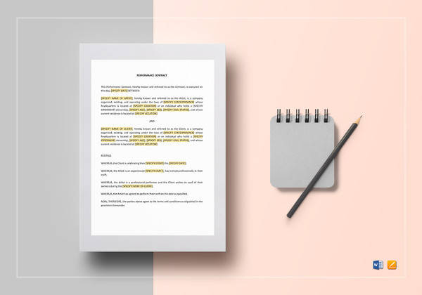 performance contract template to print
